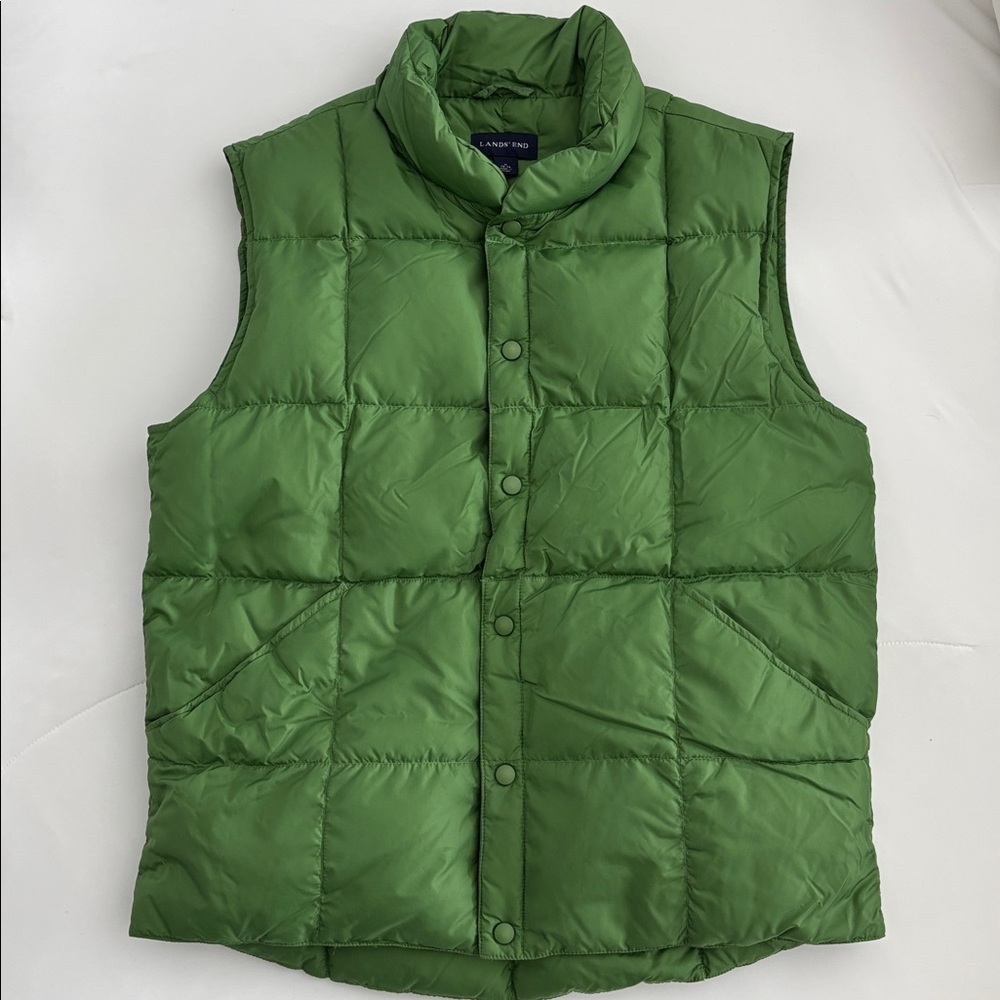 Lands’ End Men’s Green Down Puffer Vest Size Large 42/44